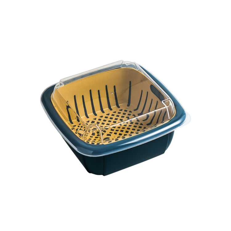 Creative Multifunctional Double-deck Drain Basket Kitchen Refrigerator Fresh Box Plastic Fruit Storage Basket with Lid