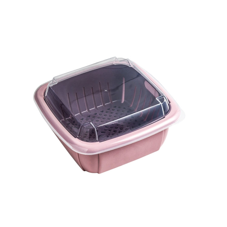 Creative Multifunctional Double-deck Drain Basket Kitchen Refrigerator Fresh Box Plastic Fruit Storage Basket with Lid