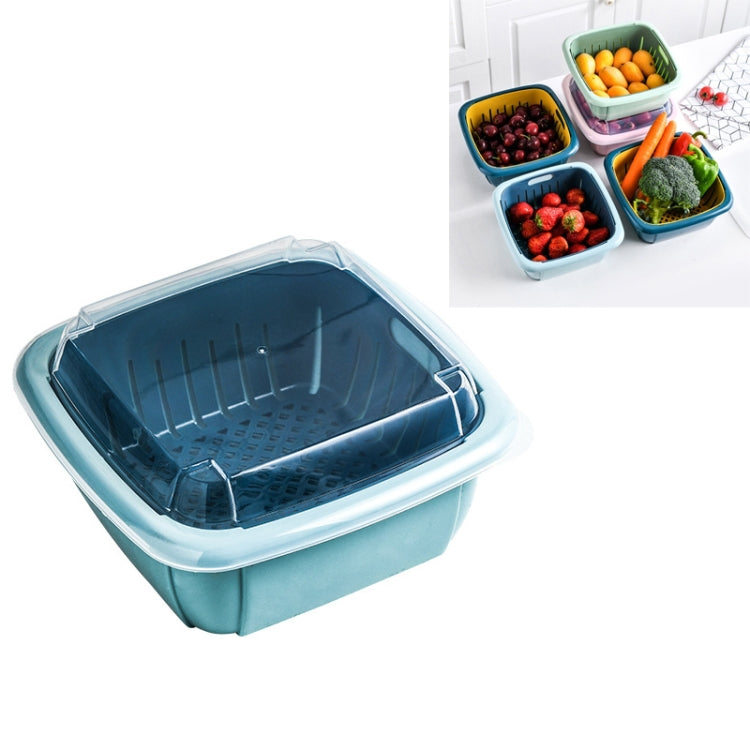 Creative Multifunctional Double-deck Drain Basket Kitchen Refrigerator Fresh Box Plastic Fruit Storage Basket with Lid