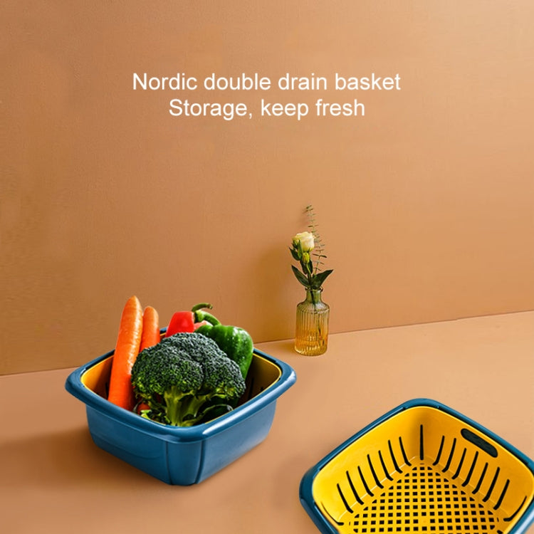 Creative Multifunctional Double-deck Drain Basket Kitchen Refrigerator Fresh Box Plastic Fruit Storage Basket with Lid