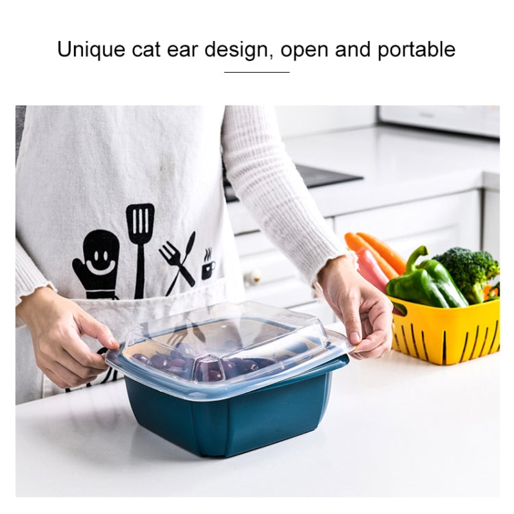 Creative Multifunctional Double-deck Drain Basket Kitchen Refrigerator Fresh Box Plastic Fruit Storage Basket with Lid