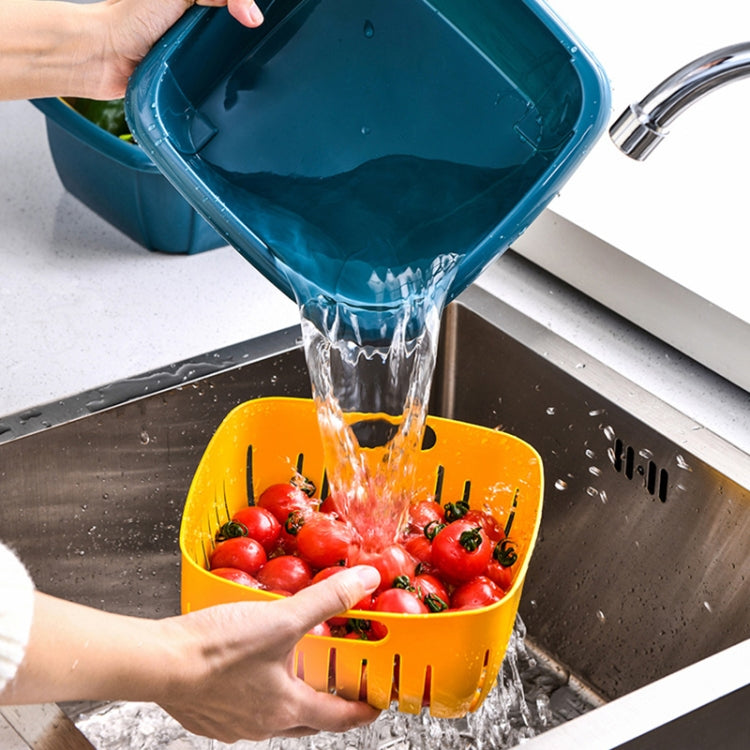 Creative Multifunctional Double-deck Drain Basket Kitchen Refrigerator Fresh Box Plastic Fruit Storage Basket with Lid