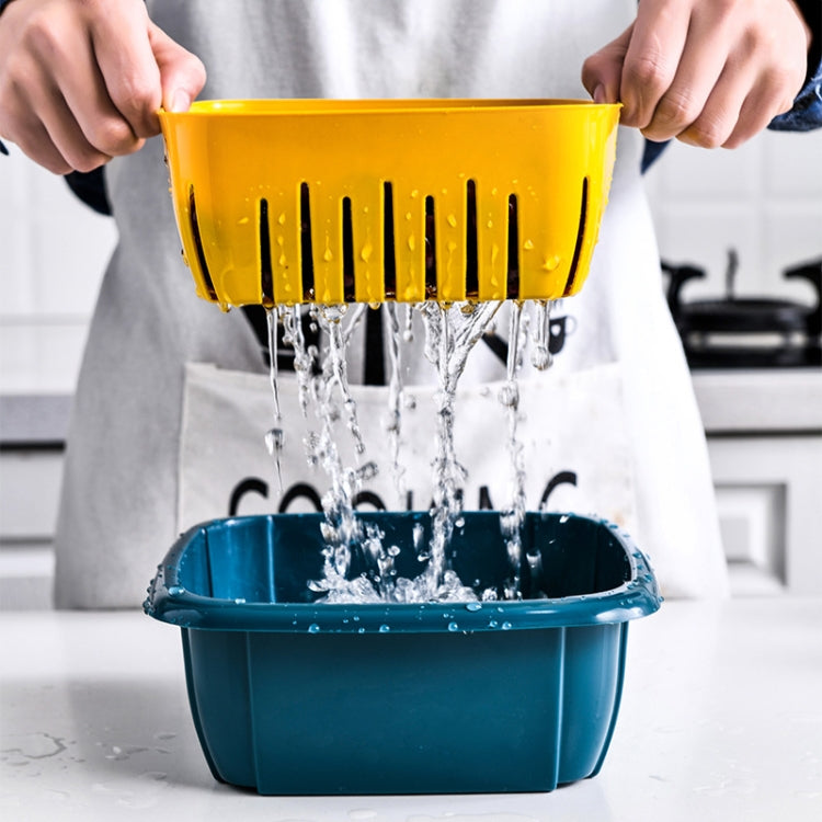 Creative Multifunctional Double-deck Drain Basket Kitchen Refrigerator Fresh Box Plastic Fruit Storage Basket with Lid