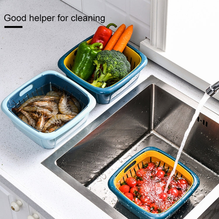 Creative Multifunctional Double-deck Drain Basket Kitchen Refrigerator Fresh Box Plastic Fruit Storage Basket with Lid