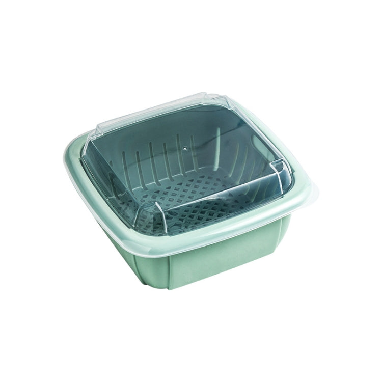 Creative Multifunctional Double-deck Drain Basket Kitchen Refrigerator Fresh Box Plastic Fruit Storage Basket with Lid