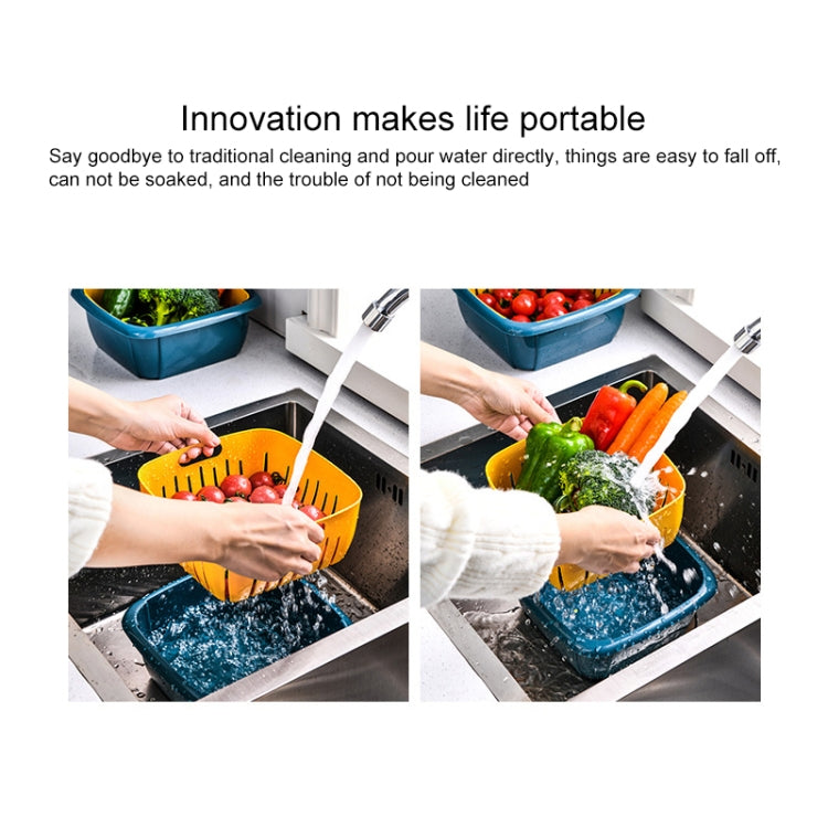 Creative Multifunctional Double-deck Drain Basket Kitchen Refrigerator Fresh Box Plastic Fruit Storage Basket with Lid