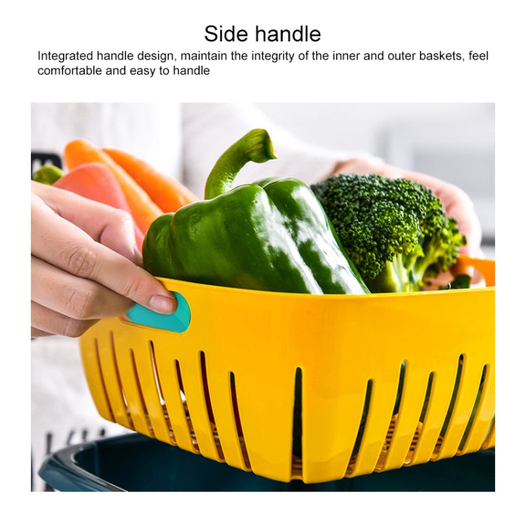 Creative Multifunctional Double-deck Drain Basket Kitchen Refrigerator Fresh Box Plastic Fruit Storage Basket with Lid