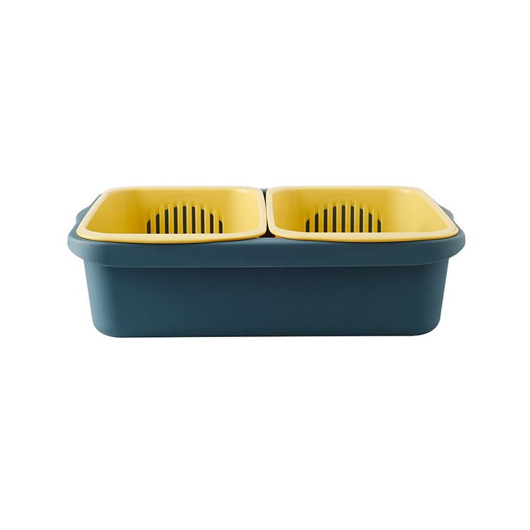 Double-layer Classification Square Drain Basket Kitchen Household Plastic Fruit and Vegetable Basket