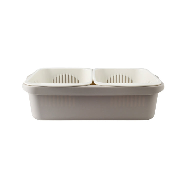 Double-layer Classification Square Drain Basket Kitchen Household Plastic Fruit and Vegetable Basket