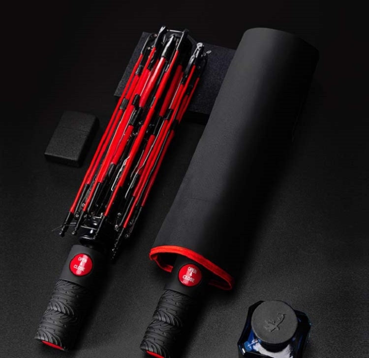 Men's Wind Resistance Tri-fold 10 Bone Fiber Skeleton Automatic All-weather Umbrella