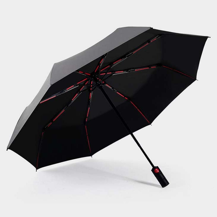 Men's Wind Resistance Tri-fold 10 Bone Fiber Skeleton Automatic All-weather Umbrella