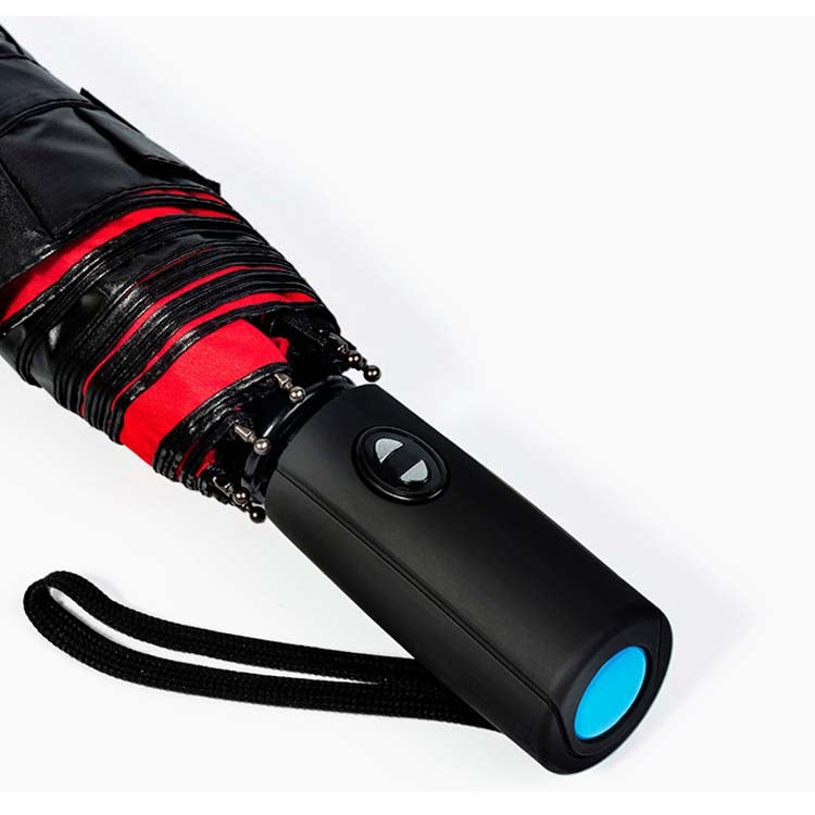 Men's Wind Resistance Tri-fold 10 Bone Fiber Skeleton Automatic All-weather Umbrella
