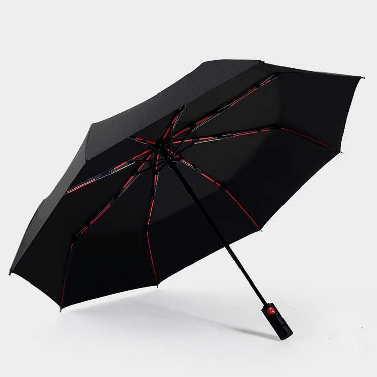 Men's Wind Resistance Tri-fold 10 Bone Fiber Skeleton Automatic All-weather Umbrella