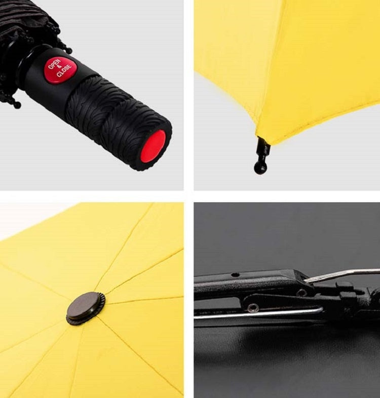 Men's Wind Resistance Tri-fold 10 Bone Fiber Skeleton Automatic All-weather Umbrella