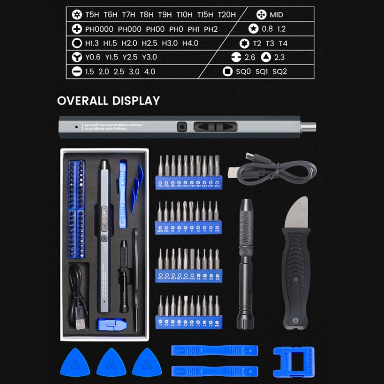 51 In 1 Rechargeable Mini Electric Screwdriver Set With 3LED Lighting