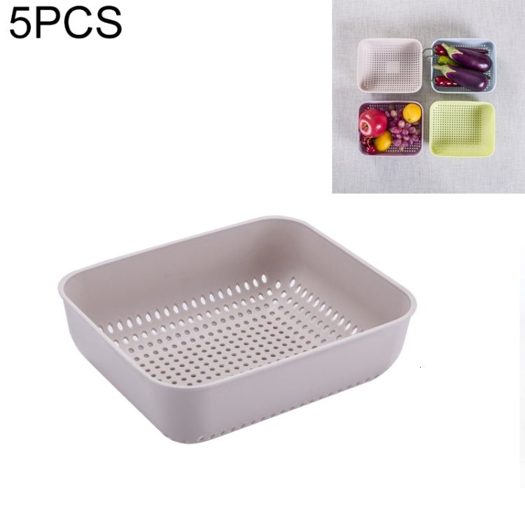 5 PCS Multifunctional Fruit and Vegetable Basket Plastic Square Hollow Drain Basket, Size:M