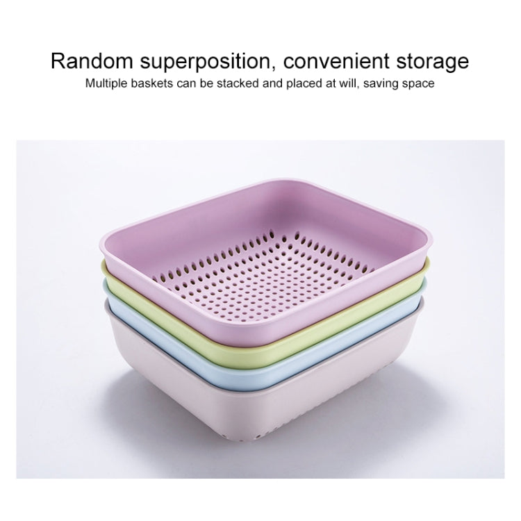 5 PCS Multifunctional Fruit and Vegetable Basket Plastic Square Hollow Drain Basket, Size:M