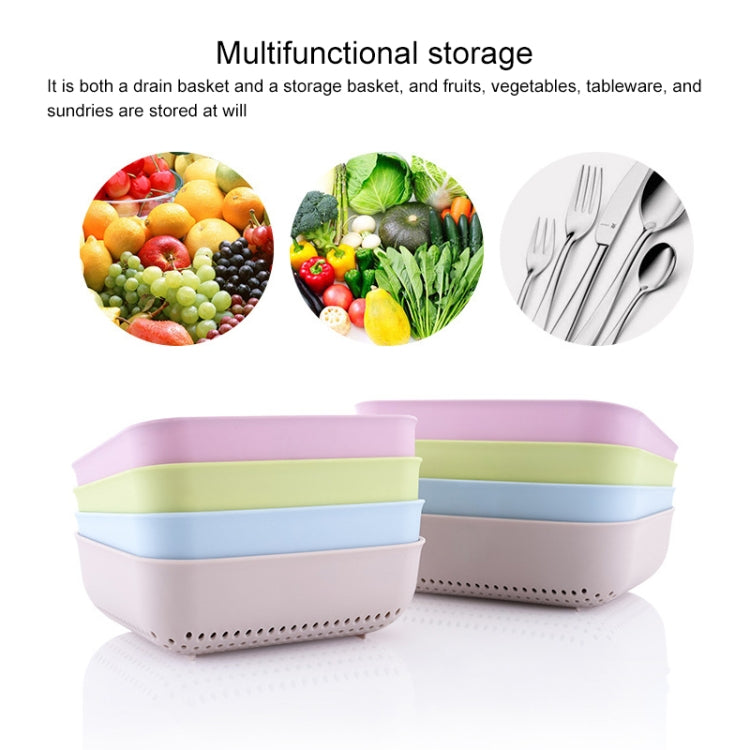5 PCS Multifunctional Fruit and Vegetable Basket Plastic Square Hollow Drain Basket, Size:M