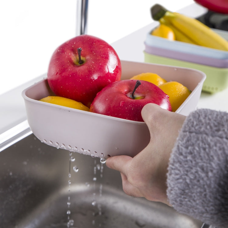 5 PCS Multifunctional Fruit and Vegetable Basket Plastic Square Hollow Drain Basket, Size:M