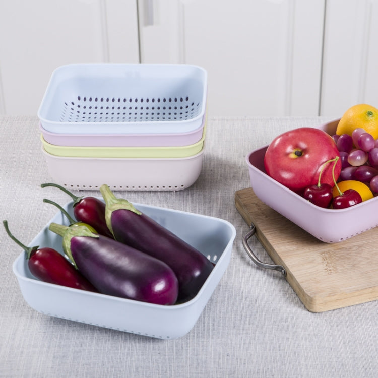 5 PCS Multifunctional Fruit and Vegetable Basket Plastic Square Hollow Drain Basket, Size:M