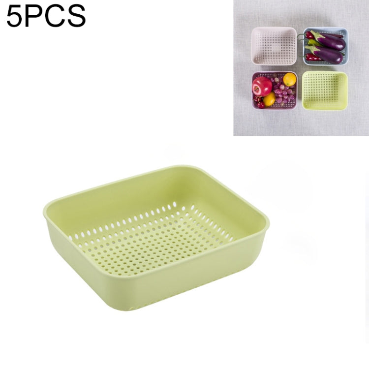 5 PCS Multifunctional Fruit and Vegetable Basket Plastic Square Hollow Drain Basket, Size:M