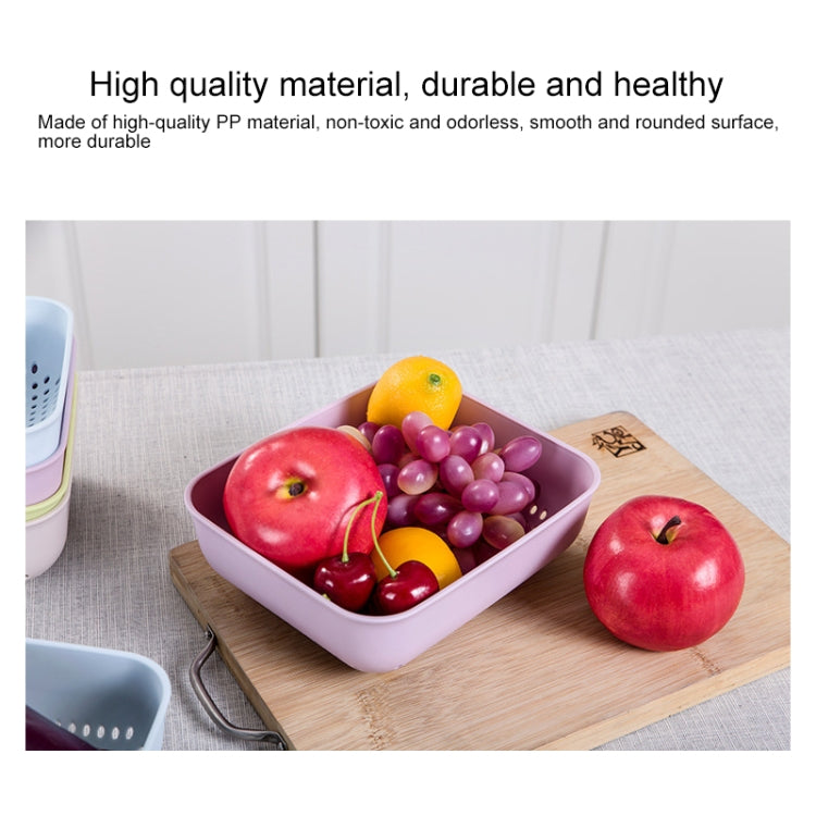 5 PCS Multifunctional Fruit and Vegetable Basket Plastic Square Hollow Drain Basket, Size:M