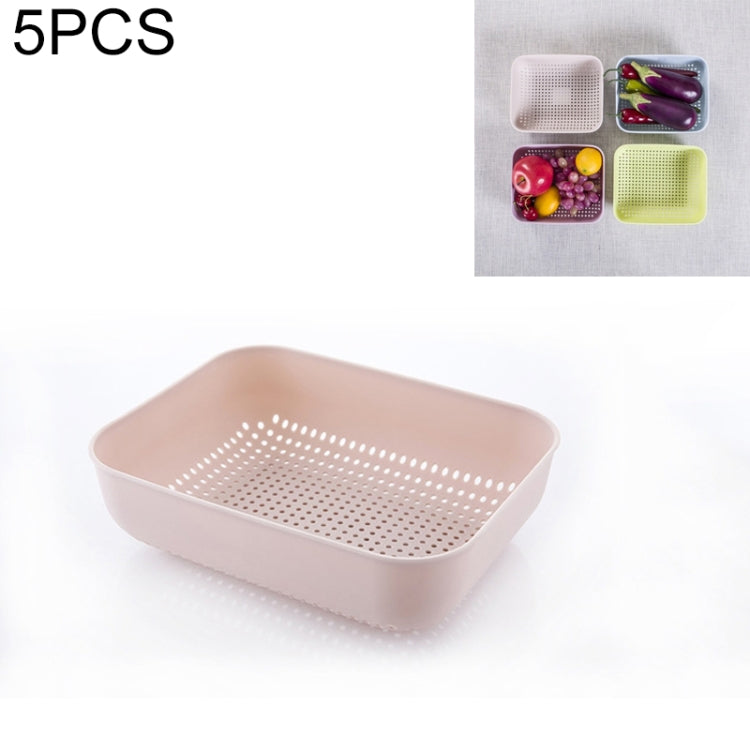 5 PCS Multifunctional Fruit and Vegetable Basket Plastic Square Hollow Drain Basket, Size:L