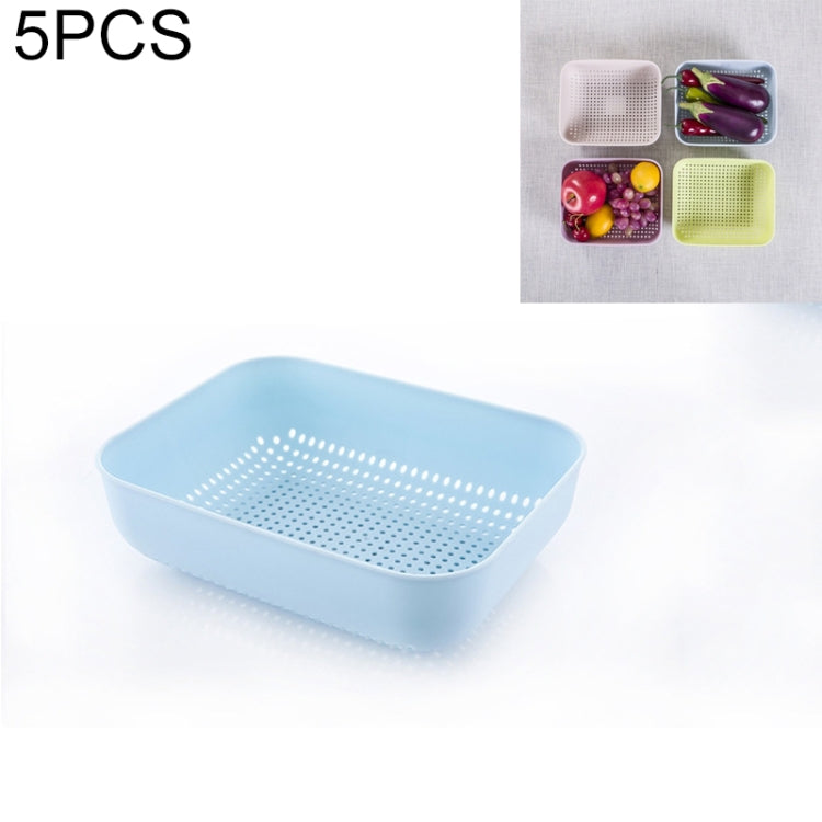 5 PCS Multifunctional Fruit and Vegetable Basket Plastic Square Hollow Drain Basket, Size:L
