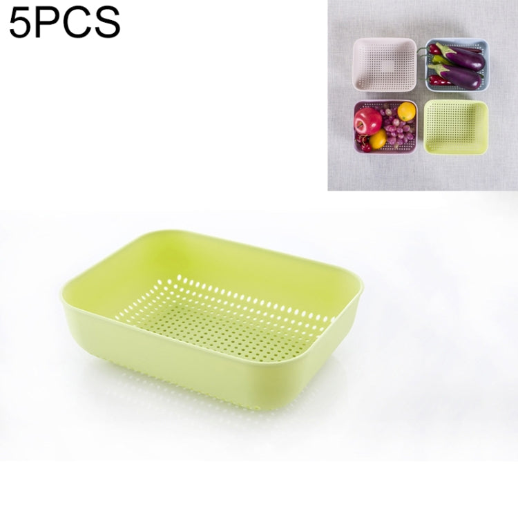 5 PCS Multifunctional Fruit and Vegetable Basket Plastic Square Hollow Drain Basket, Size:L
