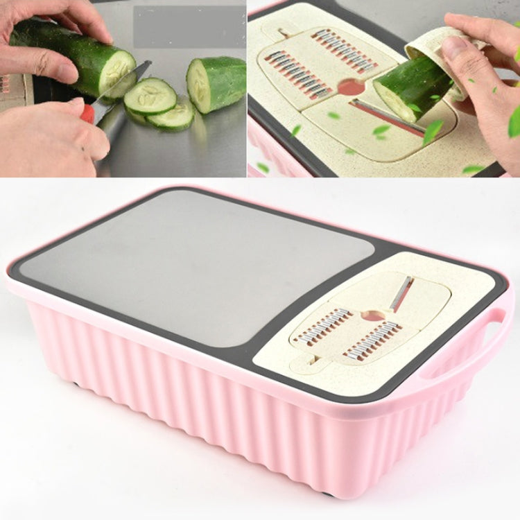 2 in 1 Kitchen Multifunctional Storage Stainless Steel Combination Cutting Board Grater, Style:Square
