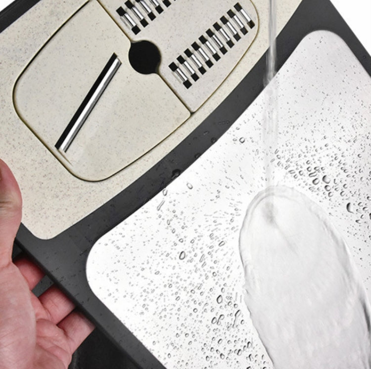 2 in 1 Kitchen Multifunctional Storage Stainless Steel Combination Cutting Board Grater, Style:Square
