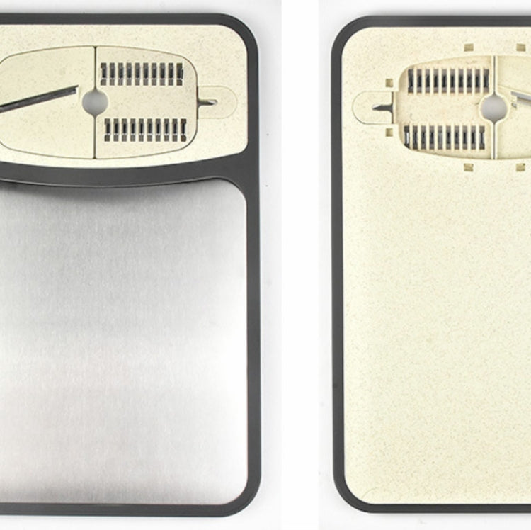 2 in 1 Kitchen Multifunctional Storage Stainless Steel Combination Cutting Board Grater, Style:Square