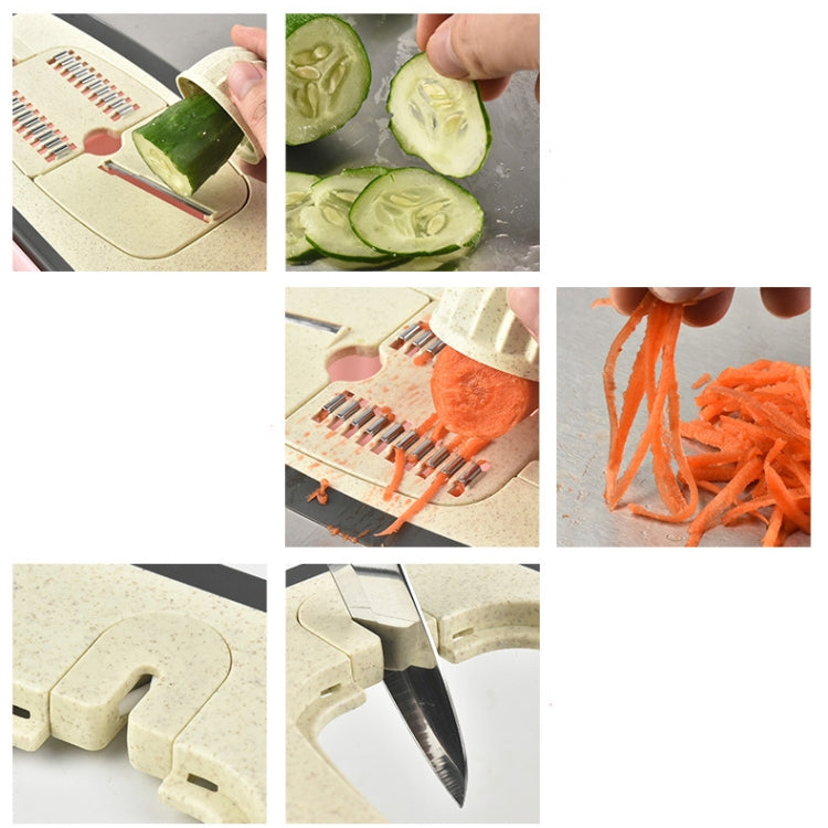 2 in 1 Kitchen Multifunctional Storage Stainless Steel Combination Cutting Board Grater, Style:Square