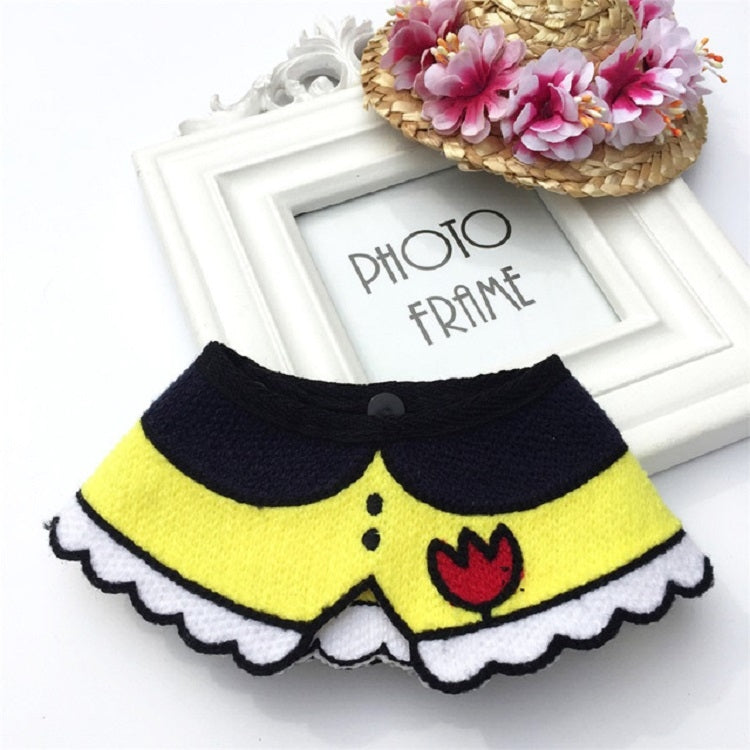 2 PCS Hand Woven Pet Saliva Towel, Size:S 24~30cm(Yellow Flowers)