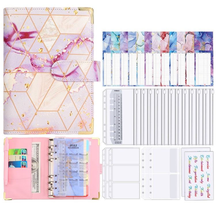 A6 Loose-leaf Notebook Budget Book Marbled Handbook,Style: Basic Model