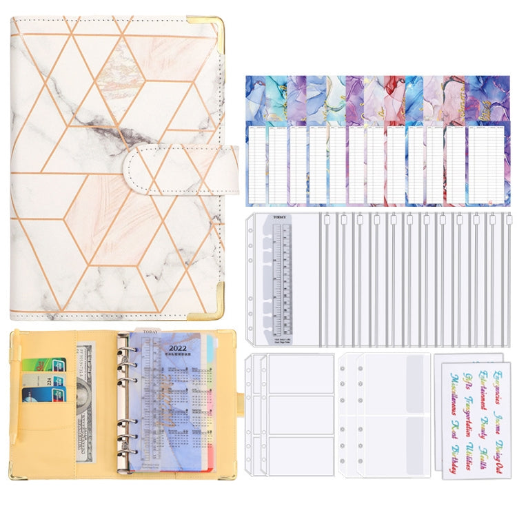 A6 Loose-leaf Notebook Budget Book Marbled Handbook,Style: Basic Model