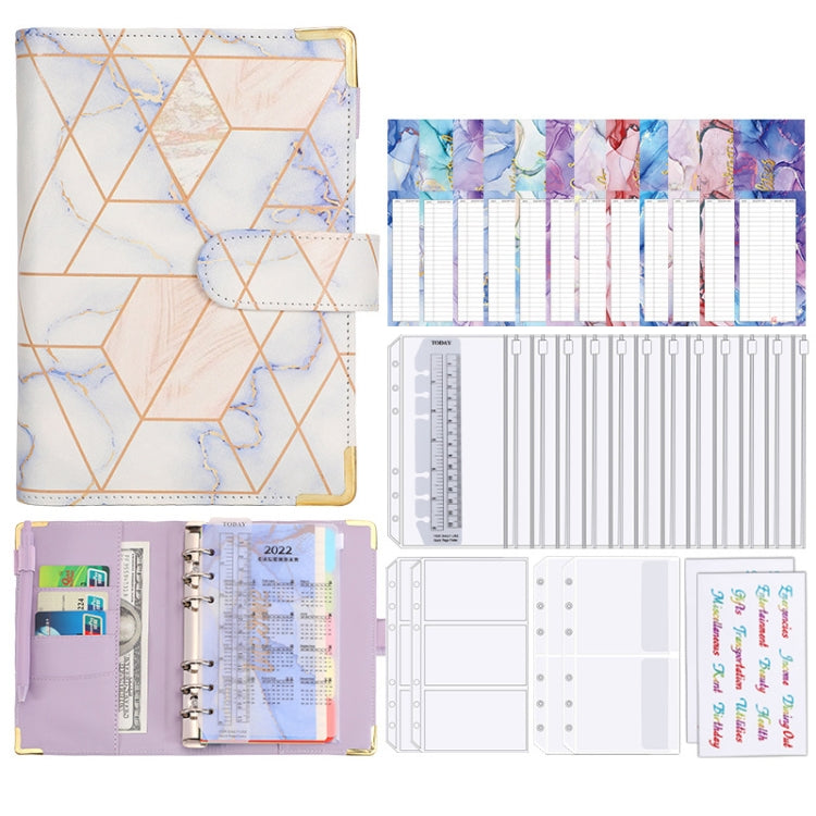 A6 Loose-leaf Notebook Budget Book Marbled Handbook,Style: Basic Model