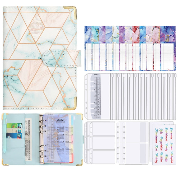A6 Loose-leaf Notebook Budget Book Marbled Handbook,Style: Basic Model