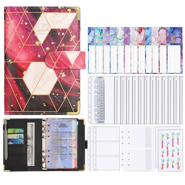 A6 Loose-leaf Notebook Budget Book Marbled Handbook,Style: Basic Model