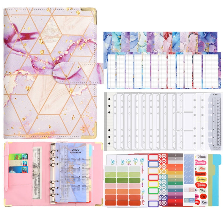 A6 Loose-leaf Notebook Budget Book Marbled Handbook,Style: Deluxe Model