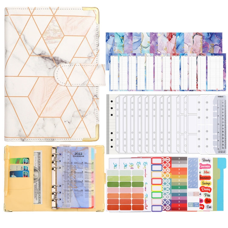 A6 Loose-leaf Notebook Budget Book Marbled Handbook,Style: Deluxe Model