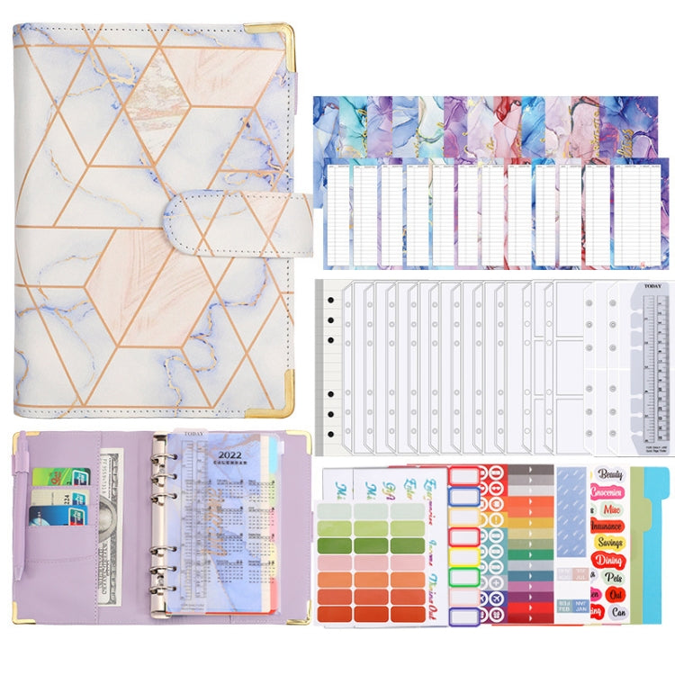 A6 Loose-leaf Notebook Budget Book Marbled Handbook,Style: Deluxe Model