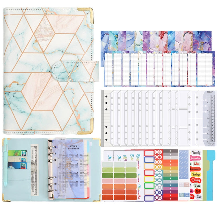A6 Loose-leaf Notebook Budget Book Marbled Handbook,Style: Deluxe Model