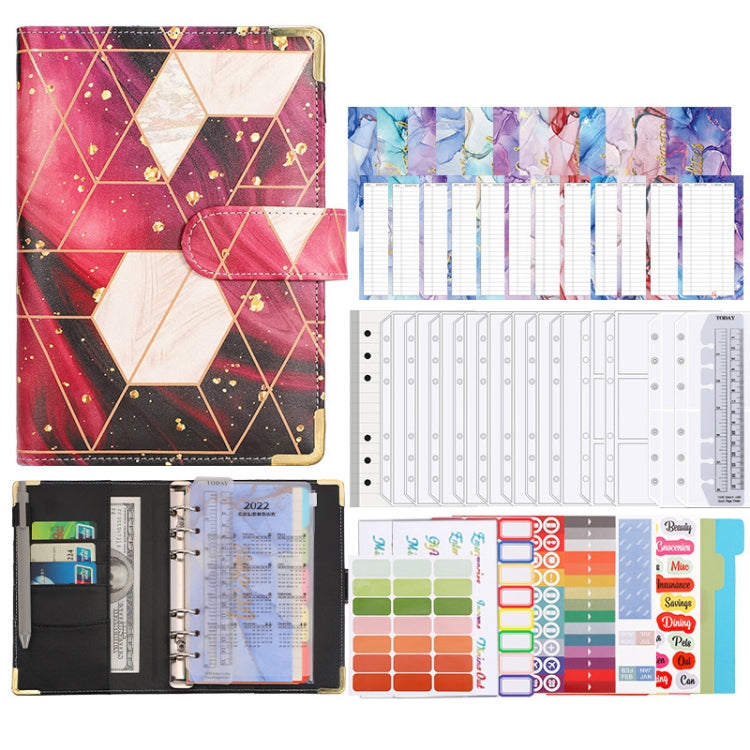A6 Loose-leaf Notebook Budget Book Marbled Handbook,Style: Deluxe Model