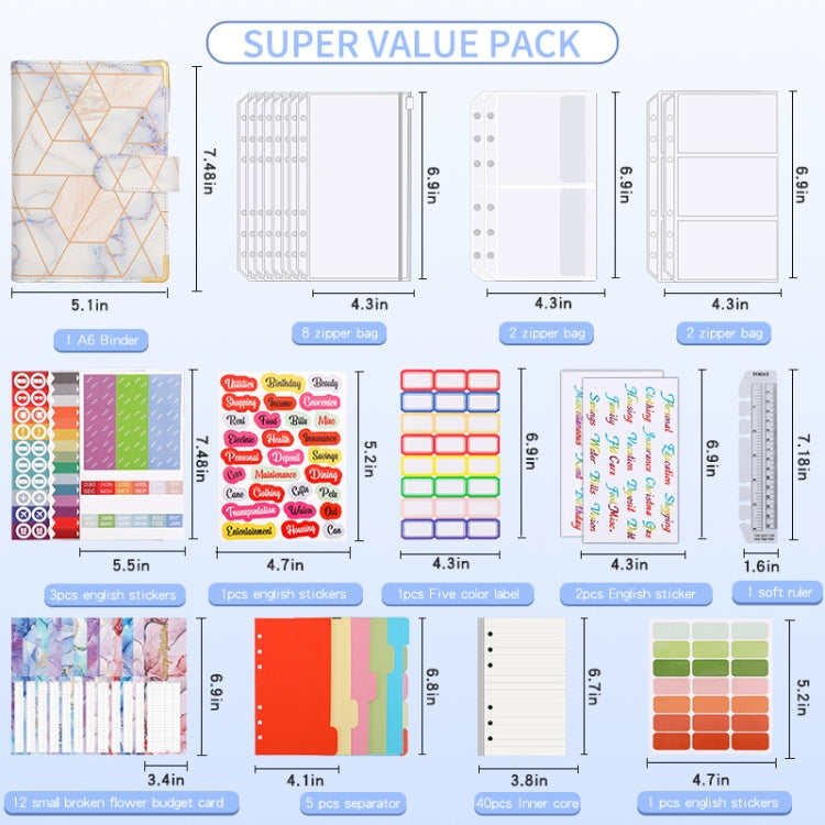 A6 Loose-leaf Notebook Budget Book Marbled Handbook,Style: Deluxe Model