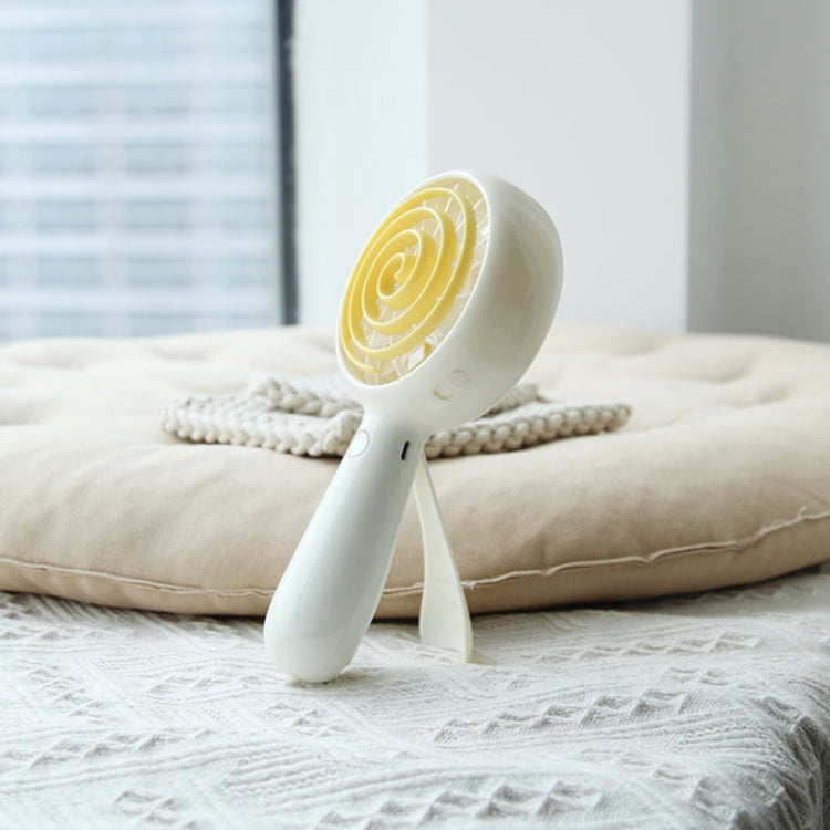 Lollipop Portable Fan Handheld Mini Desktop Outdoor Home USB Charging Student Cartoon Small Fan(White)