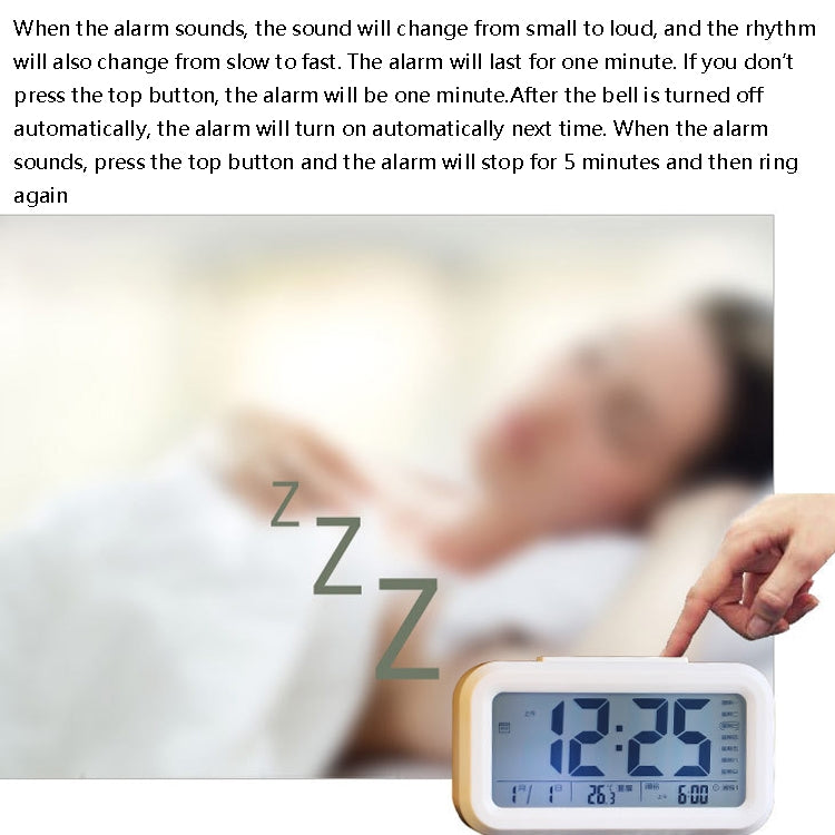 Voice Report Clock Three Groups Of Alarms Smart LED Electronic Alarm Clock, Style:Rechargeable