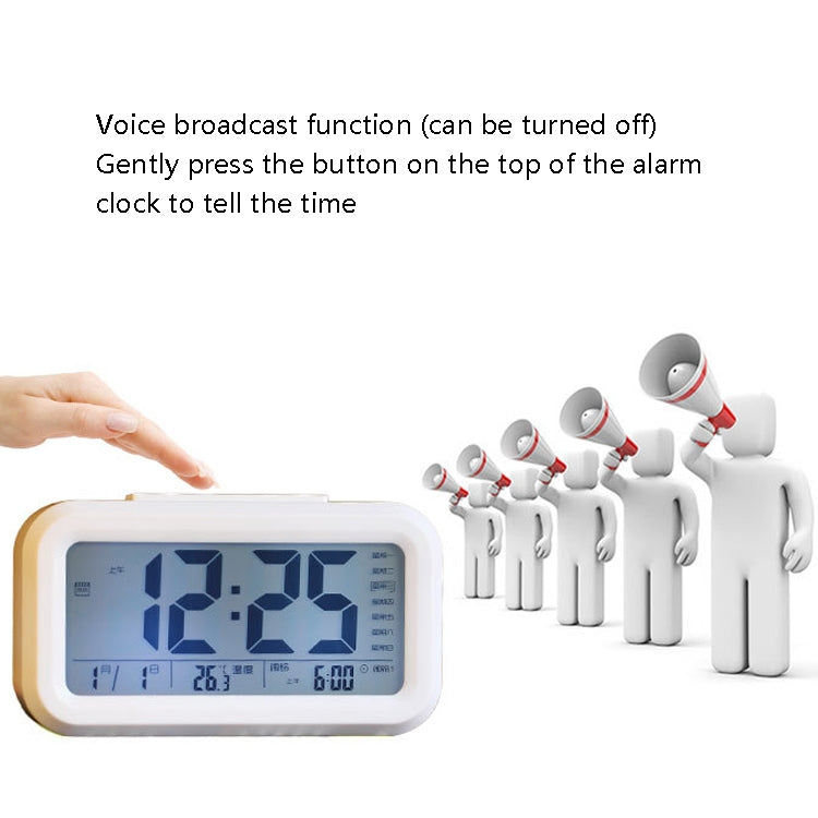 Voice Report Clock Three Groups Of Alarms Smart LED Electronic Alarm Clock, Style:Rechargeable