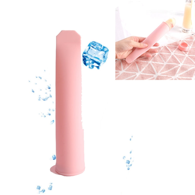 2 PCS Summer Handheld Silicone DIY Cylindrical Ice Cream Popsicle Mold with Cover(Light Pink)