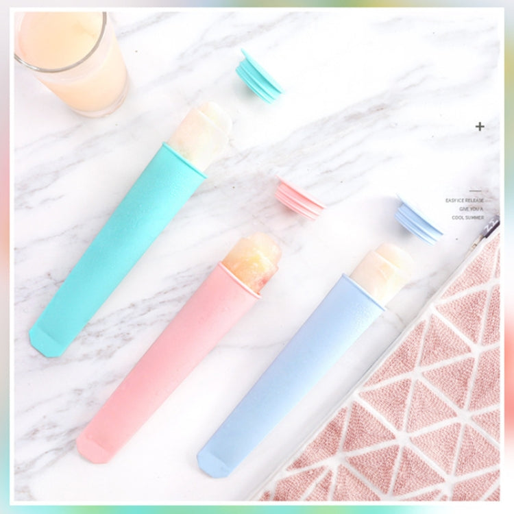 2 PCS Summer Handheld Silicone DIY Cylindrical Ice Cream Popsicle Mold with Cover(Light Pink)